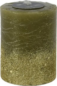 Vianočná sviečka Rustic v zelenej farbe 9 cm