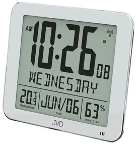 Rádiom riadené digitálne hodiny s budíkom JVD strieborné DH9335.1, 25cm