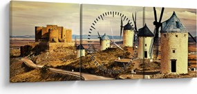 Obraz - Veterné mlyny (s hodinami) (90x30 cm)