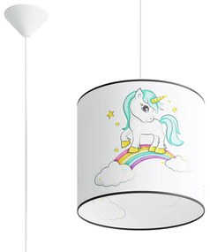 Detské závesné svietidlo Unicorn, 1x plastové tienidlo so vzorom, (fi 30cm)