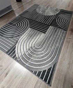 HU Sivý geometrický obdĺžnikový koberec NEW IDEA 90141-0433 Rozmer: 80x150 cm