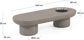 Záhradný betónový konferenčný stolík Kave Home Taimi, 140 x 60 cm