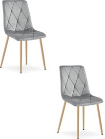 Set dvoch jedálenských stoličiek LIBRA zamatové, svetlosivé / hnedé nohy (2 ks)