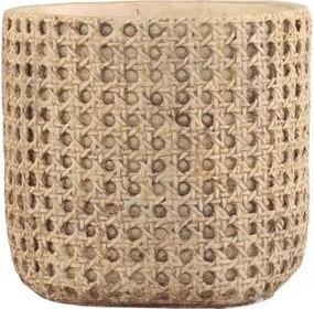 Hnedý obal na kvetináč s prúteným vzorom Corte - Ø 18*17cm