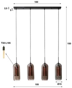 Luster 78-31 4L Smoke Glass  - Komfort-nábytok