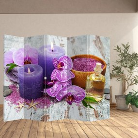 Paraván - Orchidey a sviečky (210x170 cm)