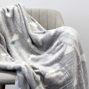 Home Elements Mikroflanelová deka, šedá, lesík