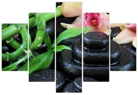 Obraz - Kamene a orchidey (150x105 cm)
