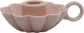 Ružový keramický svietnik v tvare kvetu Massy - Ø 10*4 cm