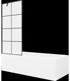 Mexen Vega obdĺžniková vaňa 180 x 80 cm s obkladom a 1-krídlovou sprchovou zástenou 80 cm, Čierny vzor - 550118080X9508007077