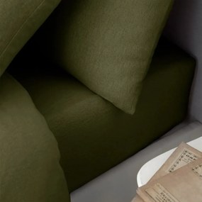 Kaki napínacia flanelová plachta 90x190 cm Brushed – Catherine Lansfield