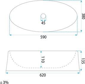 Rea Aurelia Reno, umývadlo na dosku 600×400×140 mm, béžová matná – imitácia kameňa, REA-U3505