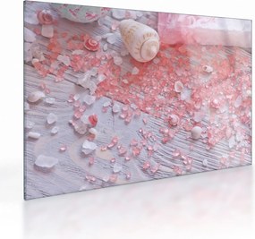 Sklenený obraz - Prímorská atmosféra v ružových odtieňoch (70x50 cm)