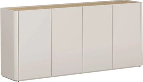 Komoda Elivo 200 cm štvordverová - kašmír / olejovaný dub