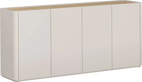 Komoda Elivo 200 cm štvordverová - kašmír / olejovaný dub
