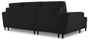 Čierna rozkladacia/s úložným priestorom rohová pohovka z textílie buklé (ľavý roh/s leňoškou) Kyoto – Cosmopolitan Design