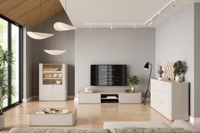 TV stolík Elivo 220 cm so zásuvkou - kašmír / olejovaný dub