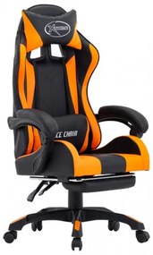 vidaXL Herná stolička s opierkou na nohy, oranžovo čierna, umelá koža-