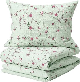 Krepové obliečky FLORAL CREAM svetlo zelené Rozmer obliečky: 70 x 90 cm | 140 x 200 cm