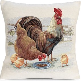 GOBELÍNOVÁ DEKORAČNÁ OBLIEČKA NA VANKÚŠ FOWL 45X45 CM VZOROVANÁ