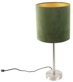 Stolná lampa z ocele so zeleným tienidlom 25 cm - Simplo