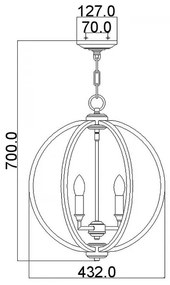 Feiss FE-CORINNE-3P-M-BB - Luster na reťazi CORINNE 3xE14/60W/230V