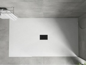 Mexen Hugo, obdĺžniková sprchová vanička SMC 200 x 100 cm, biela, čierna krytka, 42101020-B