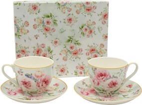 Home Elements Šálky s podšálkami 2 x 270 ml, Ruža