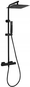 Kuchinox Cubi, sprchový set s termostatickou batériou a dažďovou sprchou, čierna, PKU_70TD