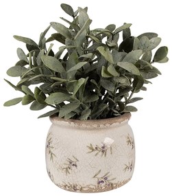 Béžový antik obal na kvetináč s olivami Olive Fields M - Ø 12*10 cm