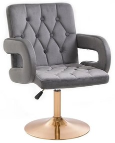 LuxuryForm DESIGN Stolička BOSTON VELUR na zlatom tanieri - sivá