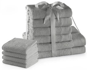 Súprava bavlnených uterákov AmeliaHome AMARI 2+4+4 ks strieborná