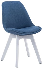 Stolička Borne V2 látka, drevené nohy biele - Modrá