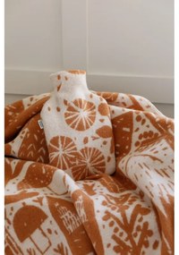 Vlnená deka Metsikkö 130x180, oranžovo-biela