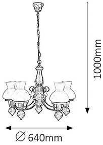 RABALUX Závesný päťramenný luster PETRONEL