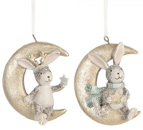 2ks závesná vianočná dekorácia zajačik na nechtíka - 7*3*8 cm