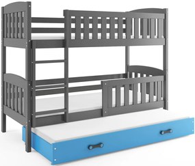 Poschodová posteľ s prístelkou KUBO 3 - 200x90cm Grafitová - Modrá