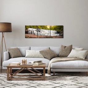 Obraz vodopádu (s hodinami) (90x30 cm)