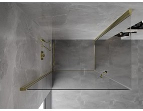 Mexen Mist-B Duo, 2-krídlový výklopný sprchový kút 100 x 75 cm, číre sklo, zlatý lesklý profil, 8A2-100-075-50-00