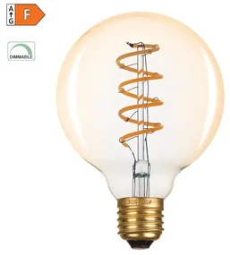 Diolamp LED Spiral Filament žiarovka Globe G95 Amber 4W/230V/E27/1800K/270Lm/360°/Dim