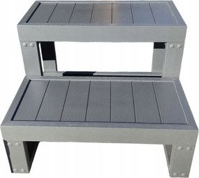 Schodíky do vírivky do vane s hydromasážou pre záhradnú plesu, šedé, svetlé