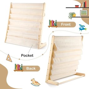 Detský regál na knihy s látkovými poličkami