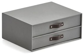 Úložný box TIDY, s 2 zásuvkami, šedý, 255x330x145 mm