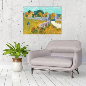 Sklenený obraz - Vincent van Gogh, Farmhouse in Provence, reprodukcia (70x50 cm)