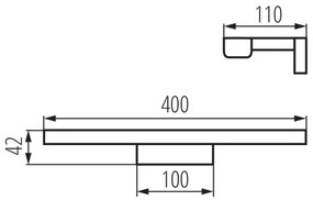 KANLUX Sapho, ASTEN LED nástenné svietidlo 8W, 400x42x110mm, chróm, 26680