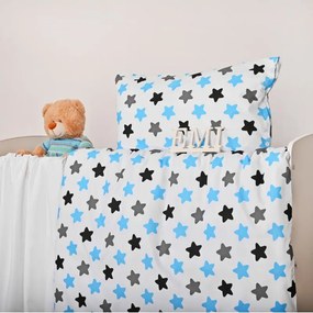 Obliečky bavlnené Hviezdičky modré EMI, Detský set 90x130 + 45x65