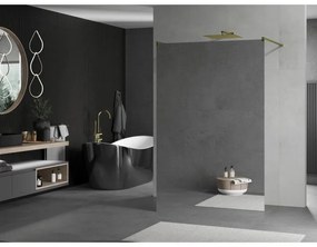 Mexen Kioto, priechodná sprchová zástena 110 x 200 cm, 8mm sklo vzor zrkadlo, 2x zlatá stabilizačná rozpera, 800-110-002-50-50