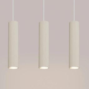 Závesné svietidlo Karbon, 3x béžové kovové tienidlo