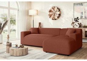 Menčestrová rohová pohovka v tehlovej farbe (pravý roh/s leňoškou) Martin – Ropez