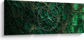 Obraz - Zelený mikroskopický záber (s hodinami) (90x30 cm)
